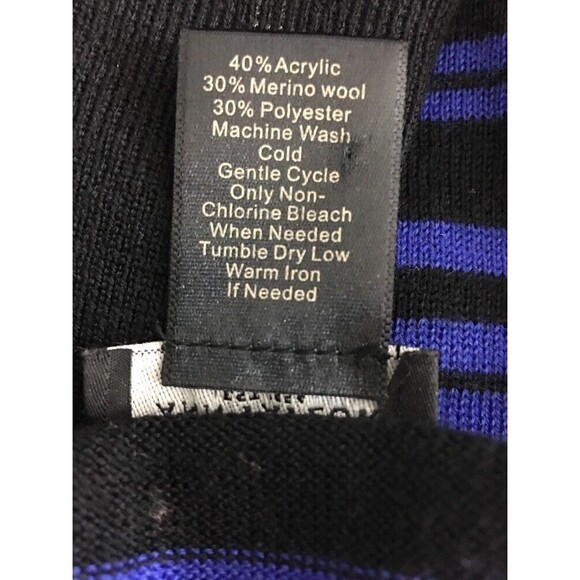 Ann Taylor Sweater XS Black Royal Blue Color Block Stripe Slouchy Wool Bl Tunic - Picture 5 of 5